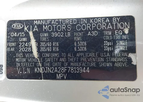 2015 Kia Soul from USA, damaged, VIN KNDJN2A28F7813944